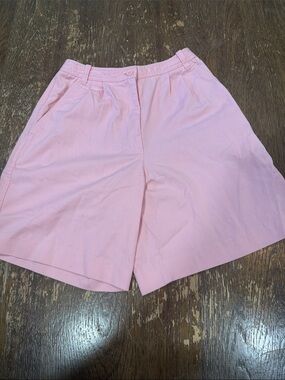 High-Rise Pink Tailored Bermuda Shorts